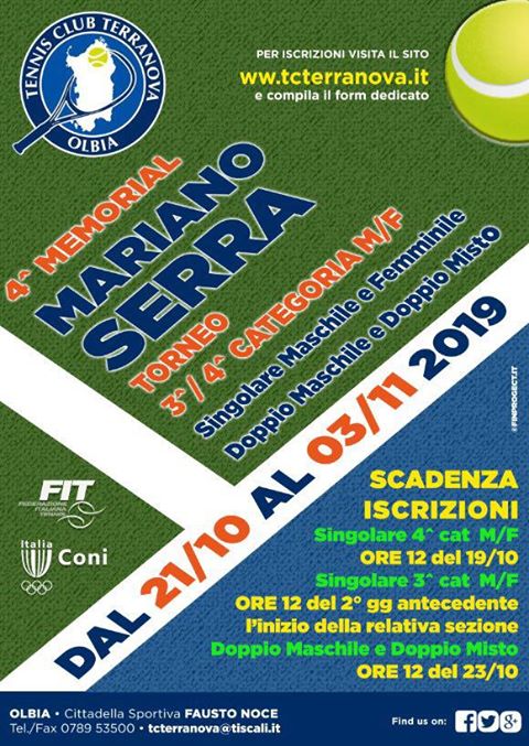 Torneo 3^ – 4^ Cat. M/F 4° Memorial Mariano Serra