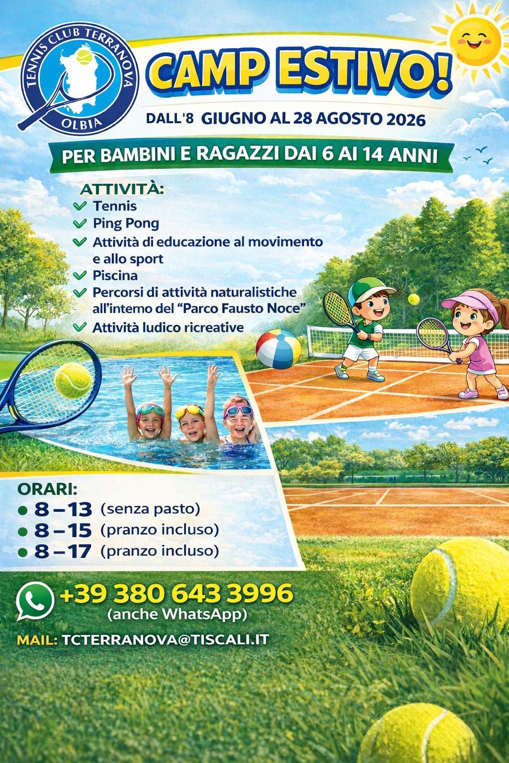 campo scuola estivo al circolo tennis tc Terranova Olbia 2026